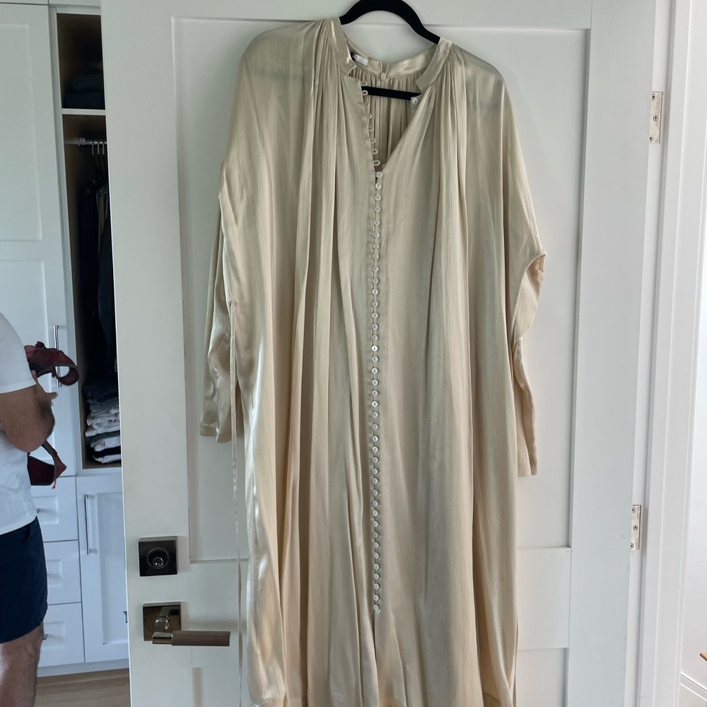 Co Chic Cream Dress with Pleated Design